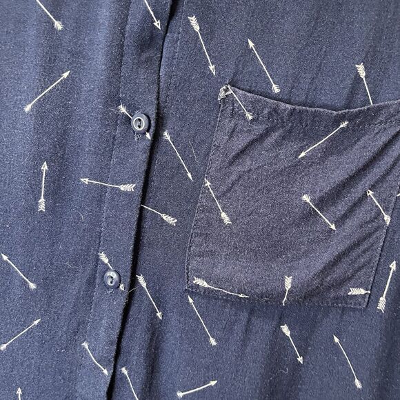 J For Justify Navy Blue Cream Arrows Print Sleeveless Button Up Dress Womens 2XL - Picture 4 of 10